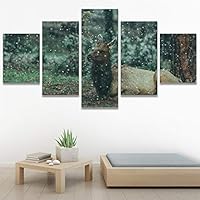 SIGNWIN 5 Panel Canvas Wall Art Animals Deer Modern Artwork for Home Decorations Ready to Hang - 60