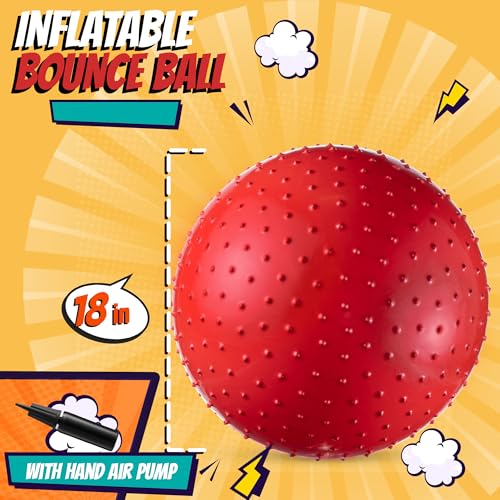 Bedwina Big Knobby Balls - (Pack of 5) 18 Inch Fun Bouncy for Toddlers and Kids, Great for Tactile Sensory Balls, Spiky Stress Ball, Fidget Toys, and Party Favors by Bedwina - Image 3