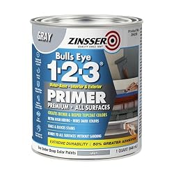 Zinsser 286258 Bulls Eye 1-2-3 All Surface Primer, Quart, Gray