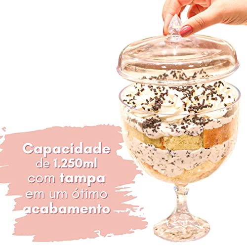 1 Taça Americana Com Tampa 1,250ml Taça De Sobremesa Gourmet (Safira)