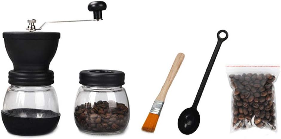 Conical Burr Coffee Grinder Manual Coffee Grinder with Conical Burr Portable Hand Crank Mill for Home Office Travel Camping,Glass jug A