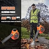 26cc Petrol Leaf Blower, Hand Held Garden Blower, Snow Blower for Patio Cleaning, Lawn Care, Leaves Garden, Grass, Dust, 250km/h, Lightweight & Ergonomic Design (Orange) - Image 2