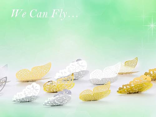 Miniatura 5 de Calcomanías PinkBlum de pared, diseño 3D con diseño de mariposas, 36 unidades, murales de papel decorativo para manualidades, para salas,