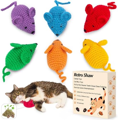 6-Pack Catnip Toys - Interactive Mouse Chew Toys With Natural Catnip