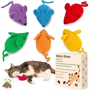 Retro Shaw Katzenminze Häkelmäuse Katzenspielzeug 6 Stück