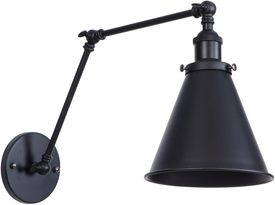 New Arrivals DZnNN 1 Vintage Mount Light Sconces Wall Lamp (Hardwire 2 Pack) Black Angle Adjustable Swing Arm Retro
