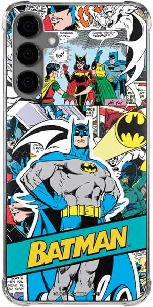 Skinit Clear Phone Case Compatible with Galaxy S24 Plus - Officially Licensed DC Comics Batman Vintage Pose Collage Art Design