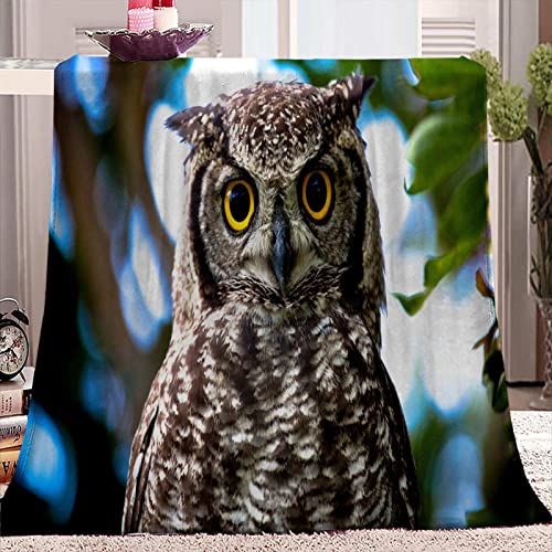 WJYMJJ Plaid Couverture Polaire Hibou Impression 3D Microfibre Couverture de lit en Flanelle Douce, Chaude et Confortable, Couverture de canapé 70x100 cm Cover