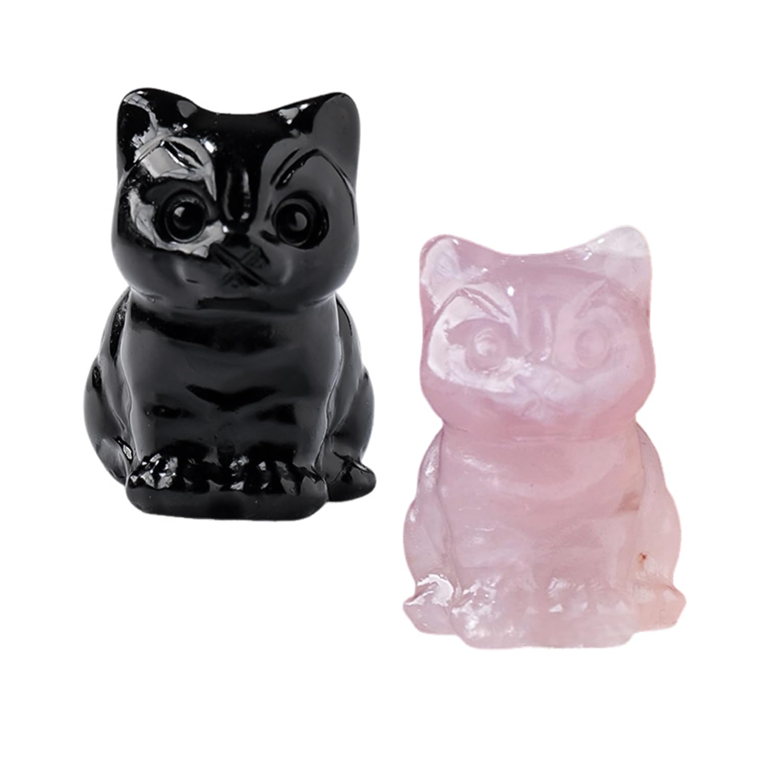 Cynosuretech Black 2 Pieces Of Crystal Cat Ornaments, Animal Decorative Ornaments, Home Desktop Decoration, Creative Carved Ornaments, Gift Ornaments
