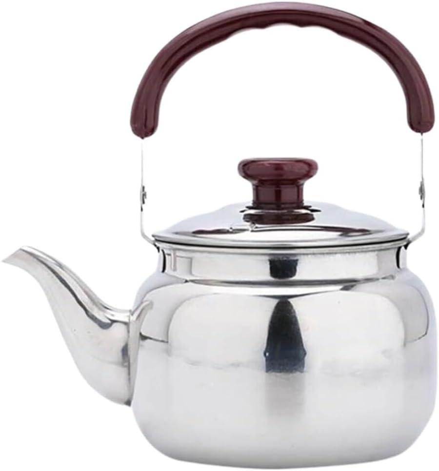 Stove Top Kettle Stainless Steel Tea Kettle Whistling Boiling Teapot Coffee Tea Kettle Heating Water Container Water Stovetop Kettle for Kitchen,Silver-1L