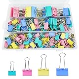170 Pcs Binder Clips Assorted Sizes, Colored Large, Medium, Small Binder Paper Clips for Office Supplies, Home, School Document Organizing (Blue, Pink, Yellow, Green)