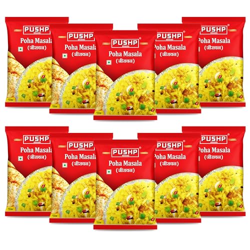 Image of Pushp Poha Masala | 100g Pouch | Indori-Style Spice Mix | Quality Blend | No Preservatives (Pack of 10)