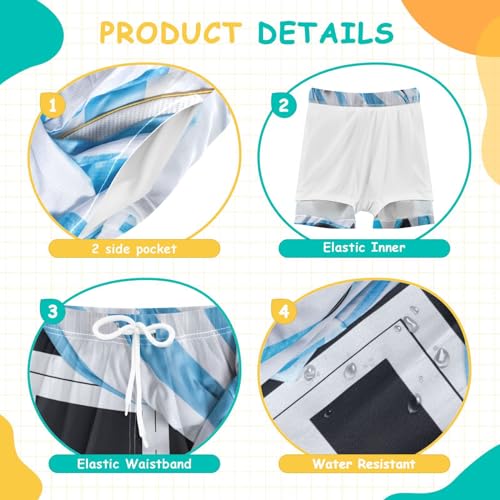 Jersey 10 Boys Swim Shorts with Compression Liner Soccer Swim Trunks Boys Size 12-13 Beach Board Shorts Stretch Swimming Trunks4