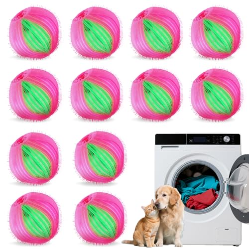 Pet Hair Remover for Laundry, Reusable Dog & Cat Hair Remover Tool, Effectively Removes Pet Hair, Lint and Dander from Bedding and Clothing, Suitable for Washing Machines, Dryers 12 PCS