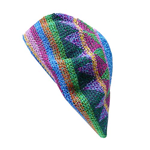 Inspirit Arts Four Sizes Tam Beret Slouchy Cap Beanie Hat Crochet 100% Natural Cotton Flowertone Pinwheel Design