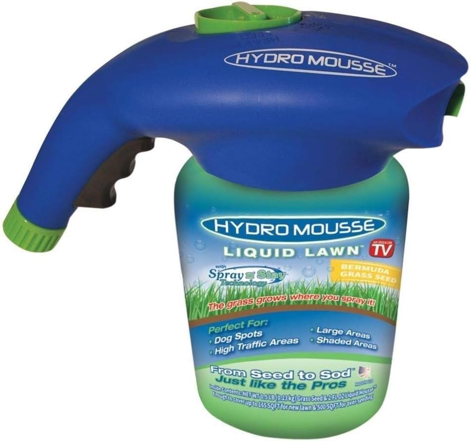 Hydro Mousse Liquid Lawn System – Bermuda Rye Mixture - Grass Seed Spray Kit for Spot Repair &...