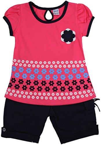 Image of ToBeInStyle Girl's Two Piece Summer Set Cute Tee Top and Matching Shorts Adorable Outfit