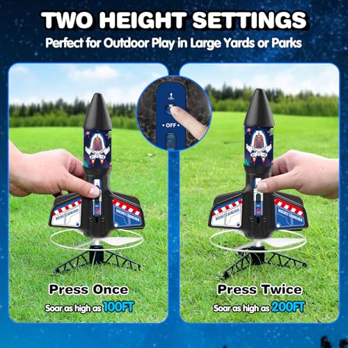 Eieymct Rocket Launcher for Kids - Self-Launching 200 ft Motorized Outdoor Electric Play Toy, High Flying Kids' Play Air Rocket with Launch Set, Birthday Toys Gifts for Boys 8-12, Rocketship Pattern by Eieymct - Image 6