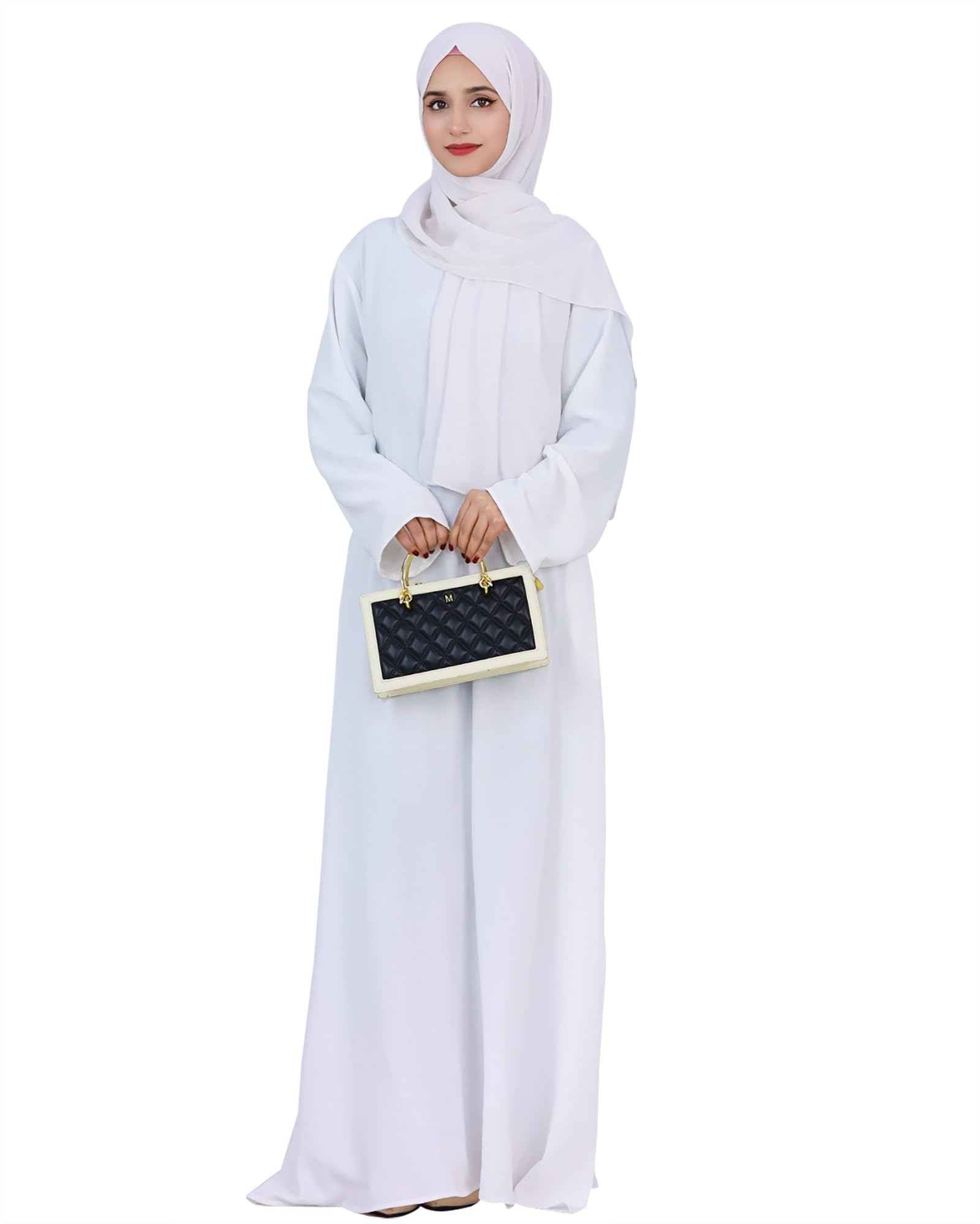 Zofocy Solid Color Women Abaya Modest Muslim Prayer Robe Long Sleeve Dubai Maxi Dress Islamic Lightweight Dress