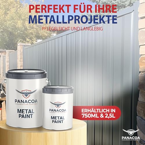 PANACOA Metallschutzlack 3in1 Metalllack Metallfarbe Rostschutzfarbe l Silbergrau 2,5L