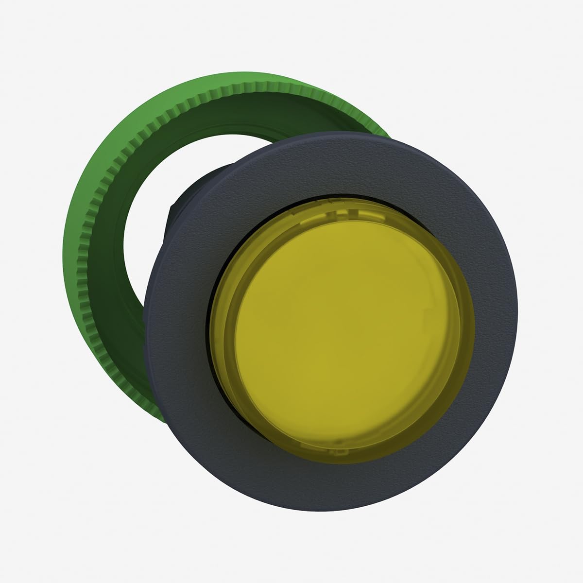 Tête de bouton poussoir jaune saillant pour commande industrielle lumineuse