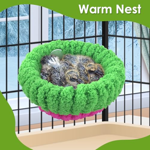 Image of KATUMO Bird Nest, 5.5inch Small Parrot Breeding Bed for Budgie, Parakeet, Cockatiel, Conure, Lovebird, Canary, Finch Birds (Green /Rose, Small)