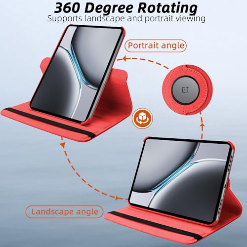 Image of TGK 360 Rotatable Smart Flip Case Cover for OnePlus Pad 2 12.1 inch Tablet (Red)