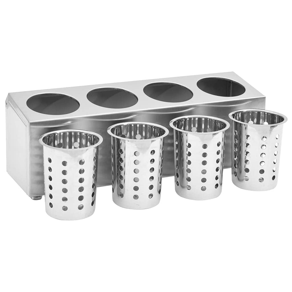 Solivagant Besteckbehälter 4 Fächer Rechteckig Edelstahl, Küche Esszimmer,Küchenhelfer -utensilien,Küchenorganizer,Besteckkästen, 2.75 kg-51227