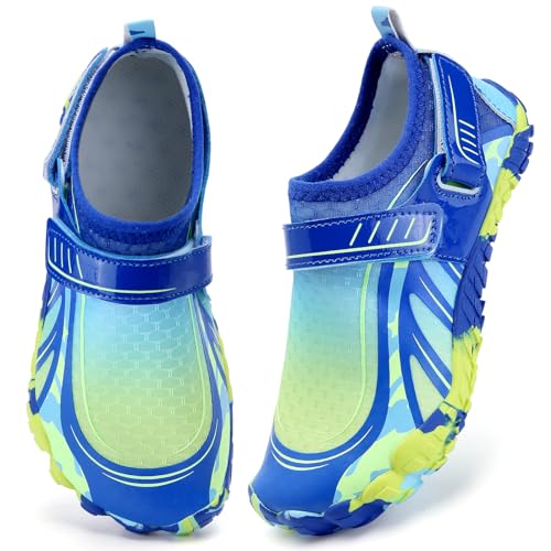 WateLves Barfußschuhe Kinder Barfussschuhe Wasserschuhe Junge Mädchen Badeschuhe Barfuß Schuhe Schwimmschuhe Aquaschuhe Schnell Trocknend Strandschuhe rutschfeste（Blau 27）