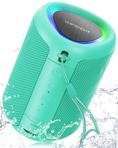 Portable Bluetooth Speaker with Lights,Powerful Crystal Clear Sound,IPX5 Waterproof,All Day Playtime,AUX&TF-Card Input,Bluetooth 5.3,TWS Paring,Small Wireless Speaker for Outdoor,Gift Ideas (Teal)