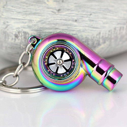 Image of maycom Creative Spinning New Charming Polished Black Turbo Turbocharger Keychain Key Chain Ring Keyring Keyfob,make Whistle Sound