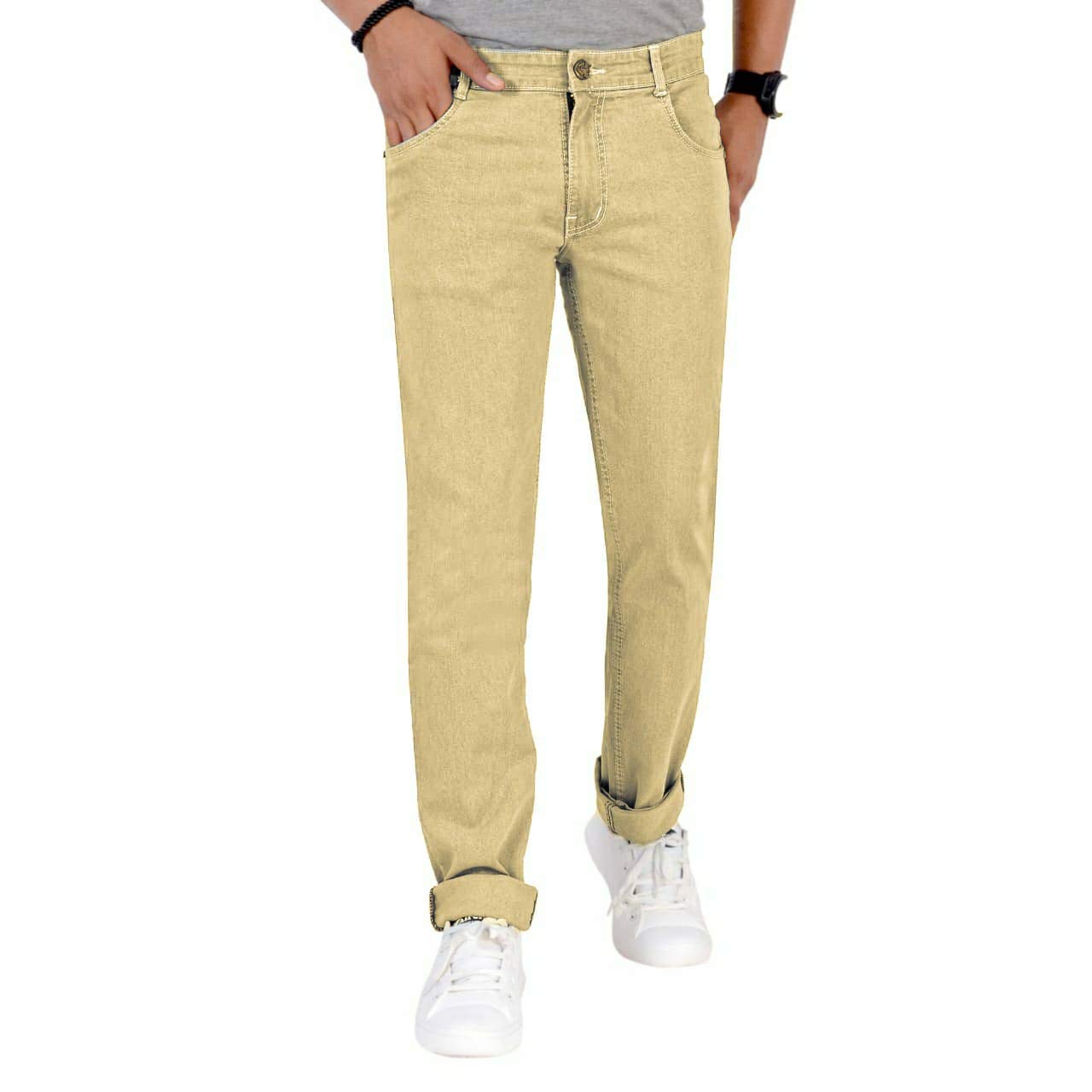 Men's Regular Fit Denim Stretchable Jeans Golden Colour-picture-23