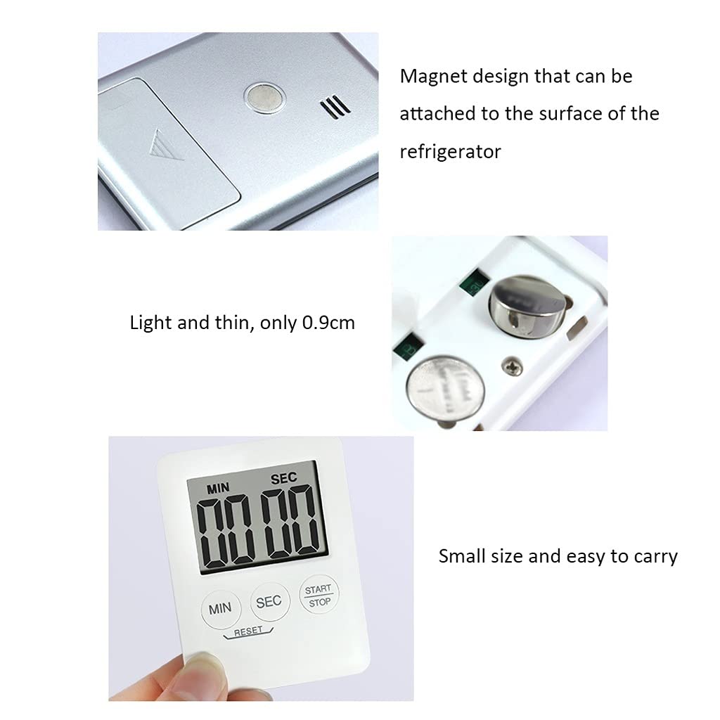 Timer da cucina digitale Timer da cucina digitale e timer digitale magnetico con orologio a 24 ore di muto contare il conteggio del display LCD grande e il conteggio degli allarmi Adatto a bambini, in
