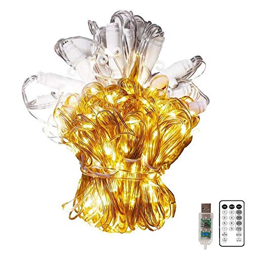 Preisvergleich Produktbild CYL LED-Eisstreifenlicht, Wasserdichte kupferne Lichterkette, USB-Fernsteuerungslaternenlicht, kampierende Lichter der Weihnachten Halloween-Hochzeit, warmes Weiß,USB3*3M300lightcolor