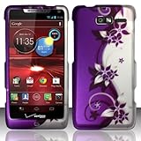 For Motorola Droid RAZR M 4G LTE XT907 (Verizon) Rubberized Design Cover - Purple/Silver Vines