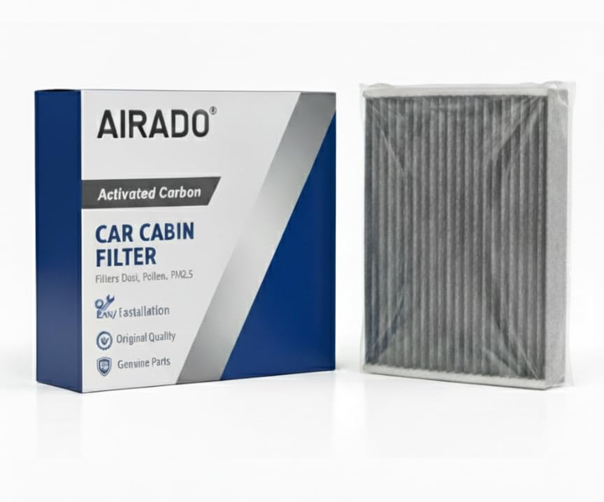 AIRADO Car Cabin Air Filter with Activated Carbon | AC Filter for Toyota Hilux, Fortuner & Fortuner Legender | Size: 212×195×30 mm | PM2.5 Dust Protection | Easy DIY Installation | Pack of 1