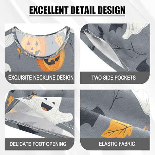 senya Short Sleeve Pajamas Sets Summer Cotton Sleepwear Ghost Pumpkin Leaves4