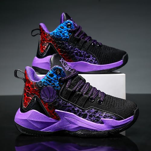Kids Basketball Shoes High-top Sports Shoes Boys Sneakers Durable Lace-up Non-Slip Running Shoes Secure for Little Kids Big Kids4