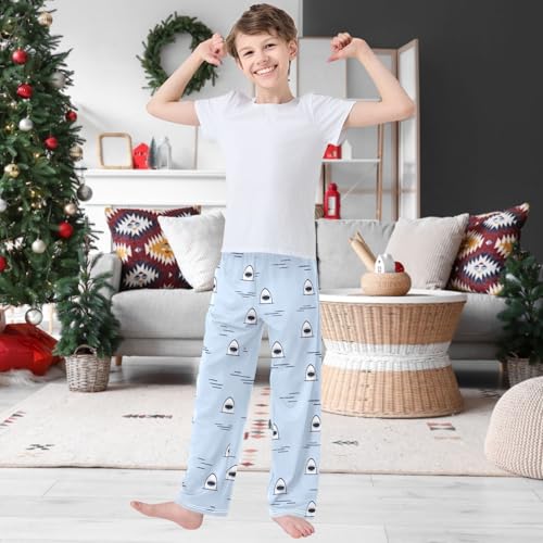 Boy's Pants Happy White Sharks Big Mouth Jogger Pants Elastic Waist Long Bottoms Trousers with Pockets 6-14 Years2