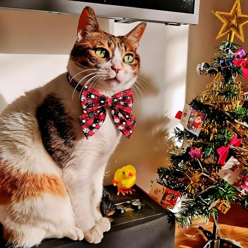 GIUSOBG Weihnachten Hundehalsband 2 x 45 cm Verstellbares Hundehalsband Abnehmbare Fliege Pet Halsbänder, Als Dekoration für Haustiere, Katzen und Hunde