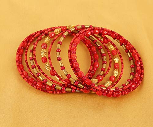 Image of Touchstone Indian Colorful Bead Bracelet Bollywood Beaten Metal Beads Openable Broad Cuff Bracelet in Gold or White Tone for Women.