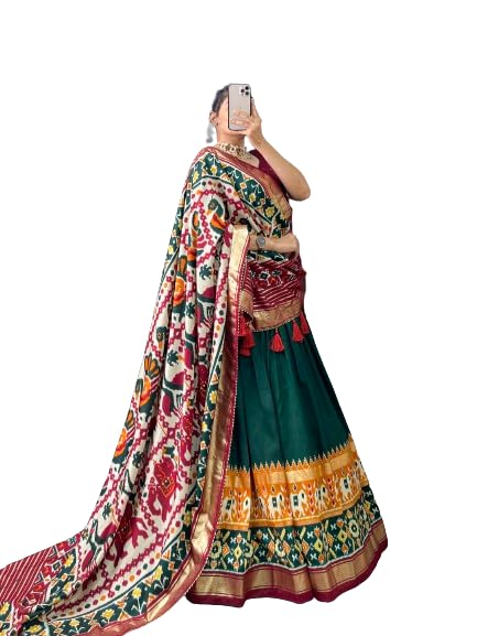 MITRA BIZPatola Print Leheriya With Foil Work Tussar Silk Lehenga Choli