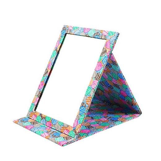 Folding Travel Vanity Mirror with Desktop Standing Makeup Mirror for Cosmetics Personal Beauty Portable Mirrors (Colourful)