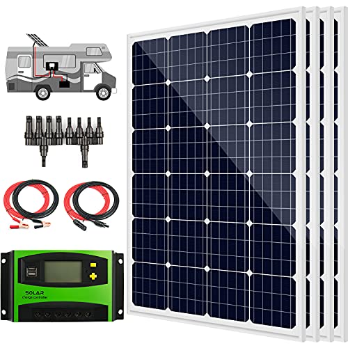480 Watts 12 Volts Rigid Monocrystalline Solar RV Kit Off-Grid Kit with 4pcs 120w Solar Panel,40A...