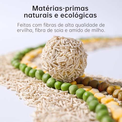 Areia Higiênica Biodegradável para Gatos Grãos Tofu Aglutinante, Ultra Absorvente e De Secagem Rápid