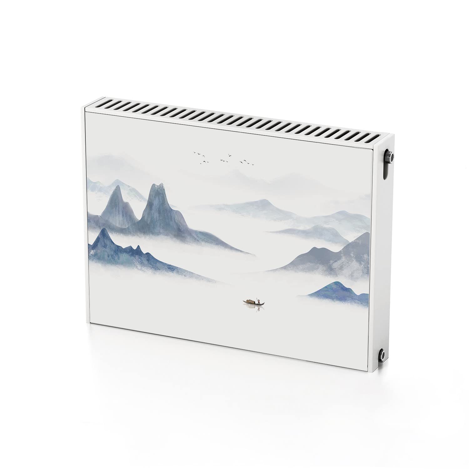 Autocollant de radiateur aimant decoration montagnes oiseaux 80x60