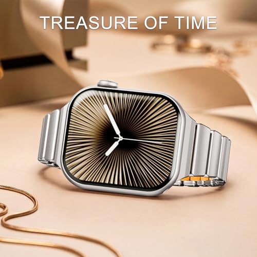 Image of Magnetic Titanium Band Compatible with Apple Watch Ultra 3 /2 /1 Band 49mm Series 11 10 46mm 45mm 44mm 42mm SE 3 /2 /1 9 8 7 6 5 4,Luxury Silicone Dual-Layer Link For iwatch Men Women