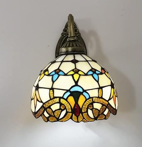 Anuomy 8'' Tiffany Sconces Wall Lights Battery Operated Wall Lamp 2 Pack,Indoor No Wire Led Colorful Wall Lights Timer Dimmable Vintage Remote Wall Sconce Light Fixture For Bedroom Living Room Vanity #TOP3