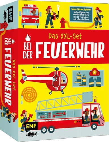 Das XXL-Set – Bauen, Wissen, Spielen: Bei der Feuerwehr: Mit 50 tollen Spielfiguren, Einsatzfahrzeug mit ausfahrbarer Leiter, ausklappbarer 3D-Feuerwache, Straße zum Zusammensetzen und Sachbuch