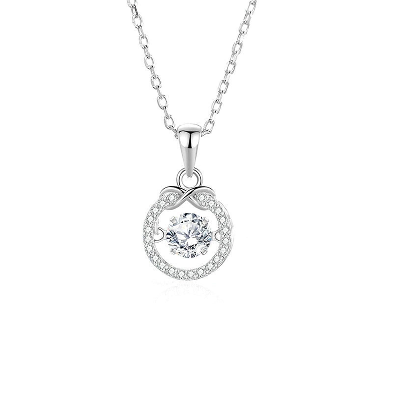 Platinum Infinity Naszyjniki dla kobiet Diament, Topaz Naszyjnik Platinum Pt950 Pływające ustawienie nieskończoności dla dziewczyny, diament